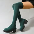 thumbnail image 4 of Wowcloth Women's Winter Over-The-Knee Boots – Stretch Knit Elastic Tall Boots with Chunky Heel, Round Toe & Slip-On Design for Casual Fashion, 4 of 7