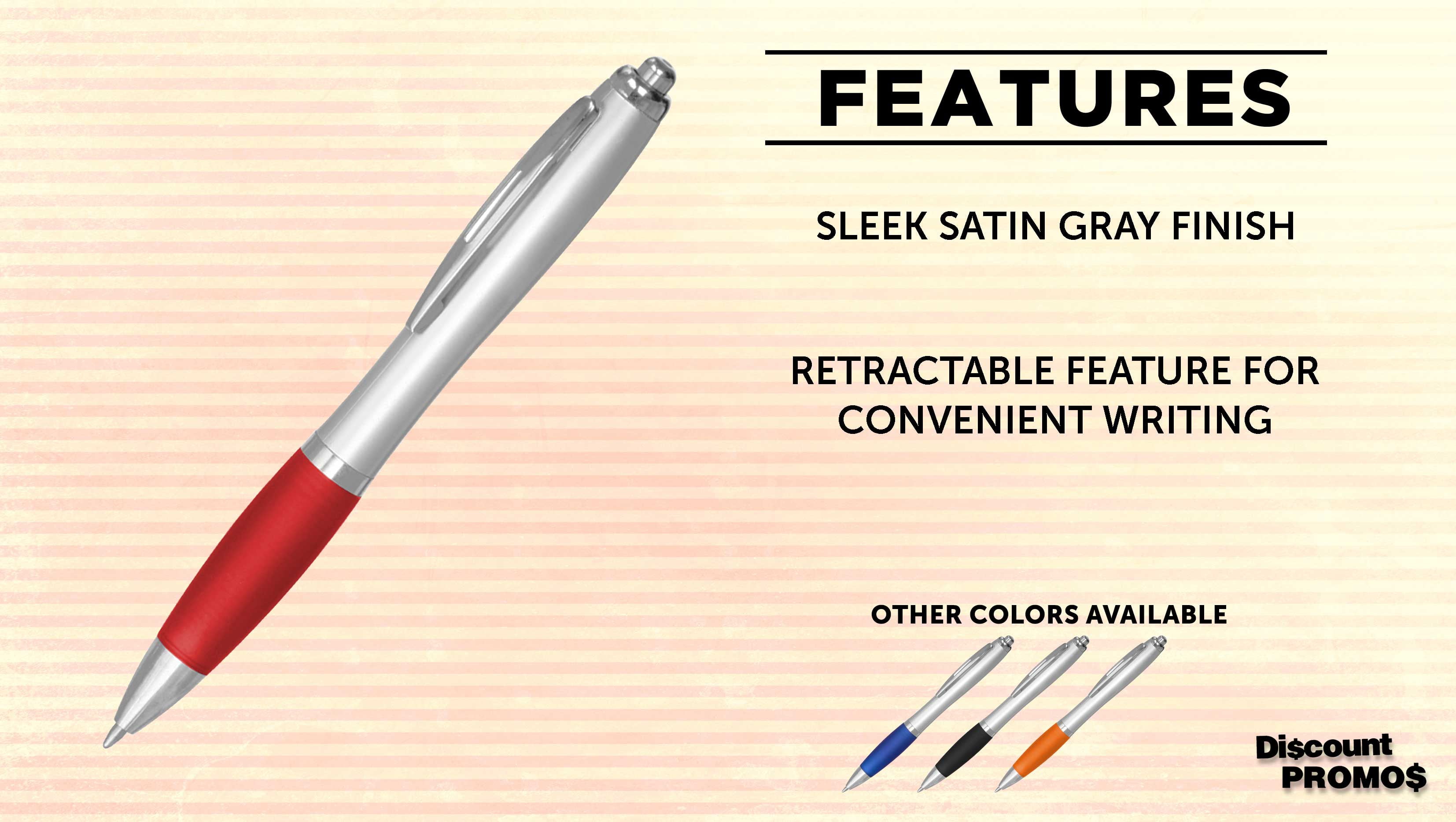 Ballpoint Pens With Rubber Grip, 10 pack, Black Ink Writing Pens in Bulk, Red