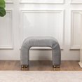 thumbnail image 6 of Modern Ottoman Footstool, Upholstered Small Vanity Foot Rest Stool Chair with Golden Iron Ring, Ottomans for Entryway, Living Room, Bedroom, Grey, 6 of 15