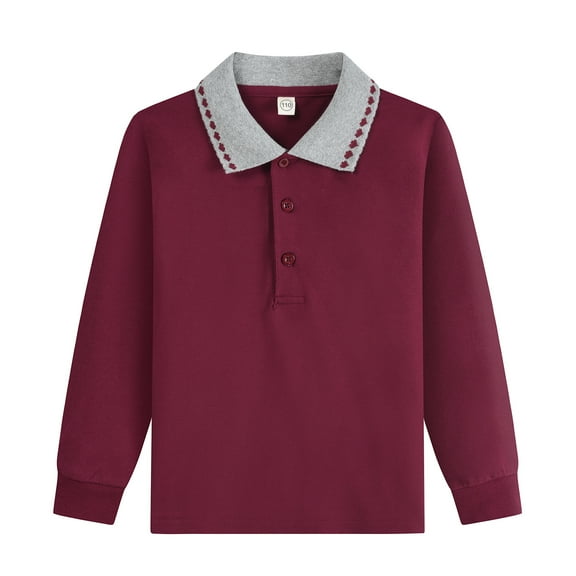 Staki Kids Long Sleeve Polo Shirts Boys Boys Long Sleeve Polo Shirt Kids Casual Collared Shirts(,15-16 Years)