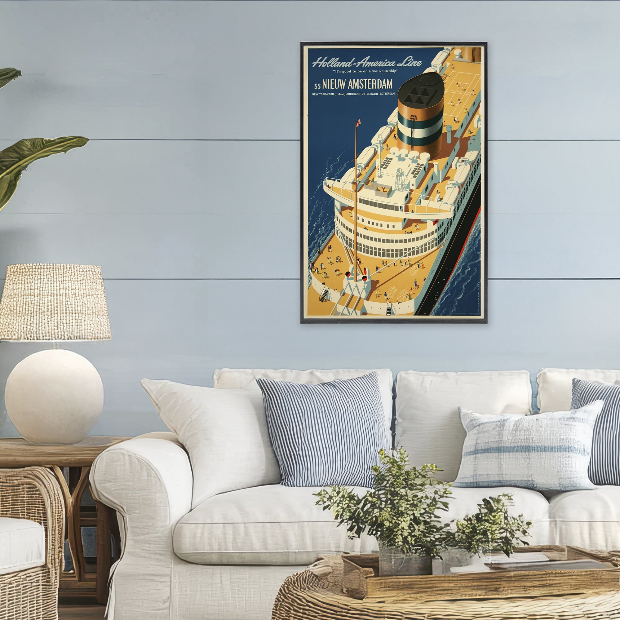 Stupell Industries Nieuw Amsterdam Cruise Ship Black Framed Giclee Art, design by Vintage Posters