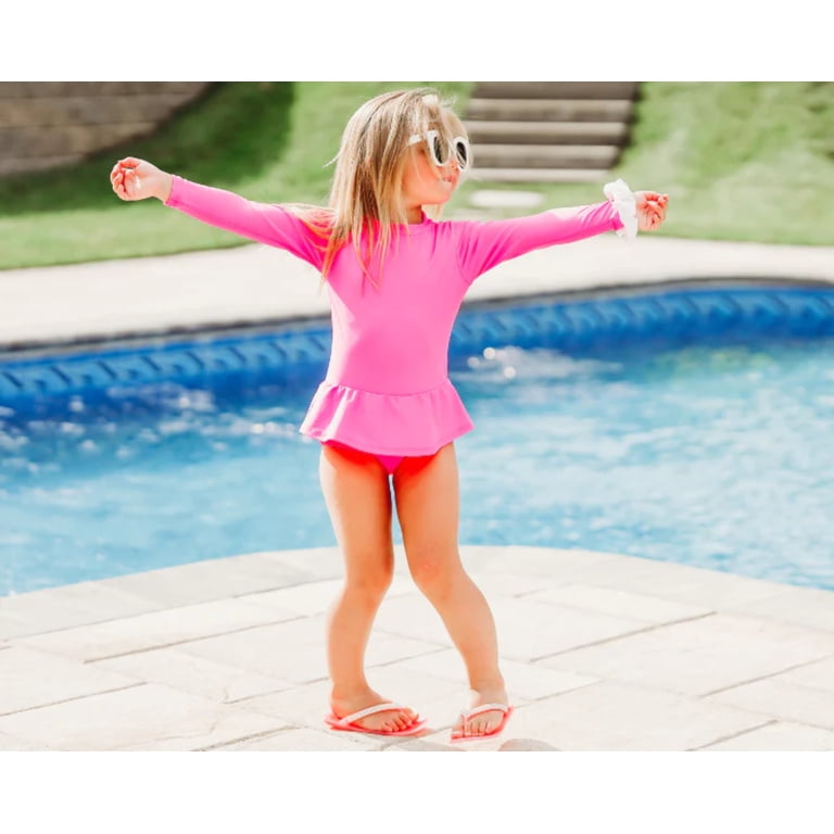 UPANDFAST Baby Girl One Piece Swimsuit UPF 50+ Sun Protection - Toddler Infant Swimwear With Free Sun Cap (Rose, 18-24 Months)
