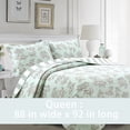 thumbnail image 2 of Vintage Cottage Garden Toile Mint Green Cotton Reversible Girl Quilt Bedding Set, Bedspread for Guest Room, Bedroom, Home, Apartment, Dorm, Hotel, RV, Cottage, Queen - 3 Piece, 2 of 5