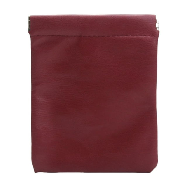 Bolsa de maquillaje de cuero sintético, organizador pequeño, bolsa de joyería de cuero sintético con cierre a presión, mini monedero para pulseras, Vino tinto 12x15cm