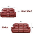 thumbnail image 2 of Bonded Leather Living Room Furniture Set Reclining Sofa Set Loveseat Furniture Sets in Living Room Sofa Recliners (Sofa+Loveseat, Red), 2 of 12