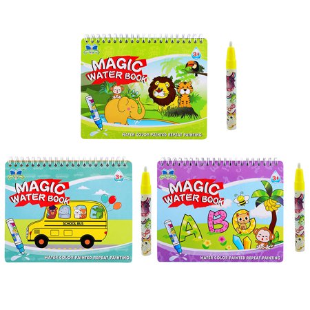 Magic Water Drawing Book Reusable Coloring Painting Toys (Animal World)