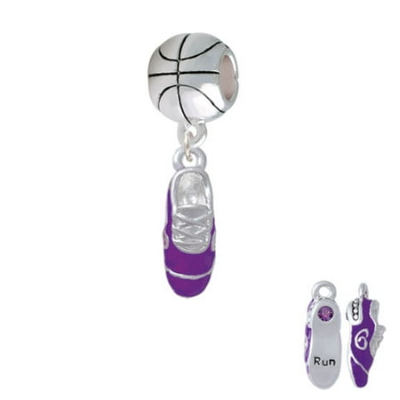 3-D Purple Running Shoe - Basketball Charm Bead