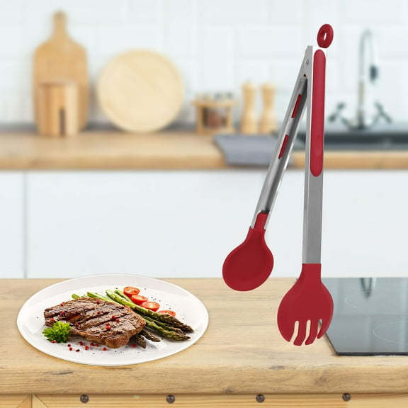 Uxcell Kitchen Tongs Silicone Round Tip Stainless Steel Cooking Tongs 12"