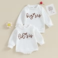 thumbnail image 3 of Okbabeha Toddler Baby Girl Clothes Long Sleeve Pullover Sweatshirt Romper Fall Winter Cute Sister Brother Matching Outfits, 3 of 8