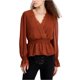 thumbnail image 1 of Self E Womens Lace Trim Peasant Blouse, darkorange, Juniors, XS, 1 of 1