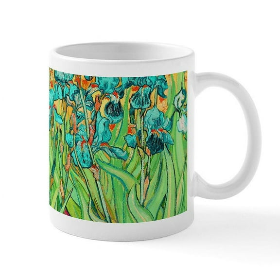 CafePress - Van Gogh Teal Irises Mugs - 11 oz Ceramic Mug - Novelty Coffee Tea Cup