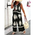 thumbnail image 2 of Plus Size 2 Piece Outfits for Women – Sleeveless Boho Print Top and Wide Leg Pants Set, Casual Summer Beachwear, 2 of 8