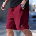 thumbnail image 5 of LWavelet Mens Waffle Shorts Summer Casual 7" Textured Knit Drawstring Elastic Waist Comfy Short with Pockets Beach Vacation,Deep Red 3XL, 5 of 5
