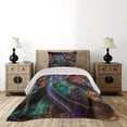 thumbnail image 3 of Ambesonne Xmas Quilted Coverlet 2 Pcs, Colorful Christmas View Nature, Twin Size, Teal and Red, 3 of 5