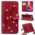 thumbnail image 1 of Glitter Retro Butterfly Embossed Case for iPhone 13 Pro 2021, Allytech Folio PU Leather with Soft TPU Bumper Shock Resistant Flip Stand Book Style Wallet Cover for iPhone 13 Pro 6.1", Red, 1 of 3
