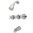 thumbnail image 1 of Kingston Brass KB231AX Tub and Shower Faucet with 3-Cross Handle, Polished Chrome,5-Inch Spout Reach, 1 of 4