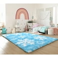 thumbnail image 5 of KIXINWA Frozen Princess Rugs for Living Room, 4x6 Feet Fluffy Shaggy Snowflake Rug for Girls BedRoom, Plush Fuzzy Super Soft Carpet for Kids Room Home Decor, Upgraded Non Slip Bottom, Blue Frozen Rug, 5 of 6