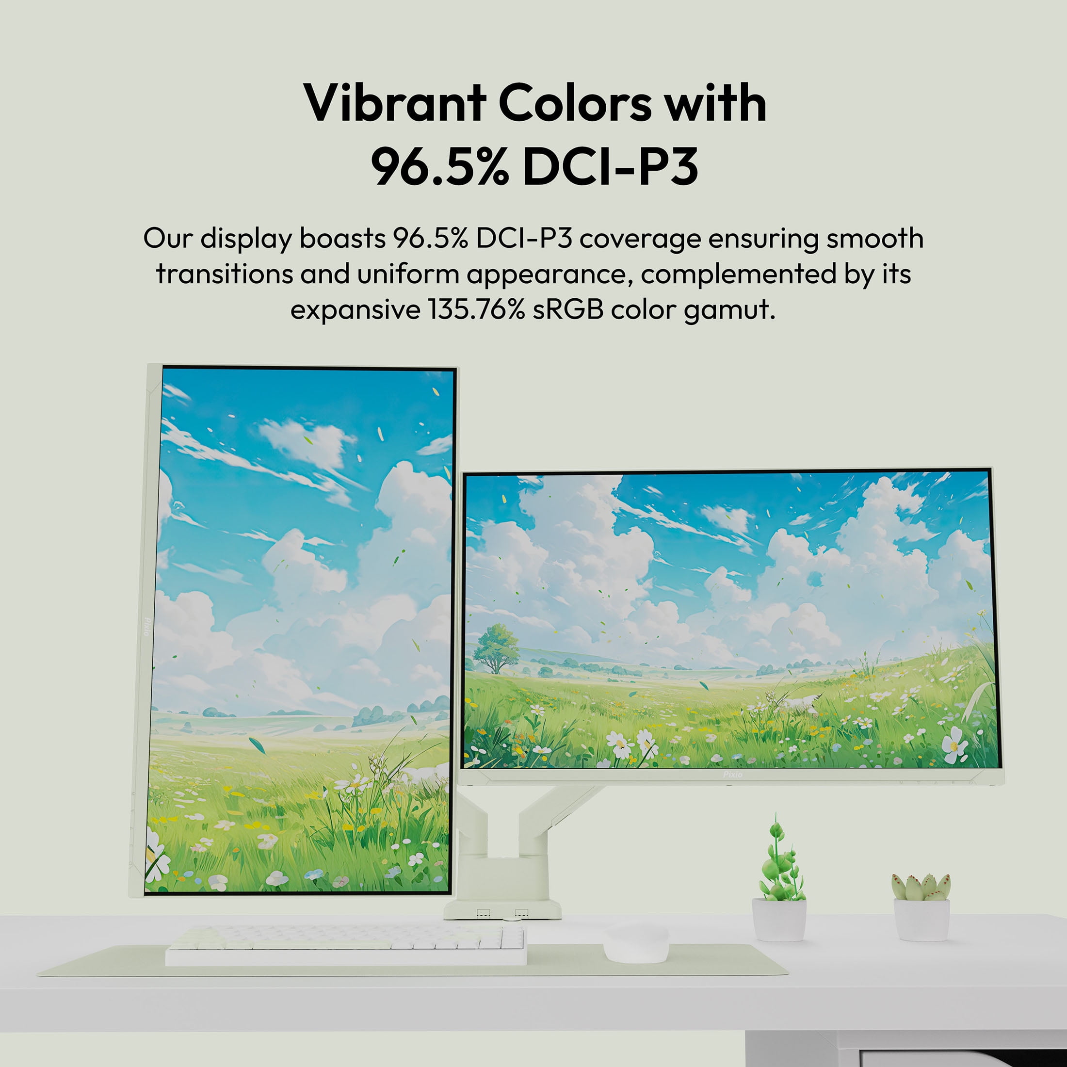 Pixio PX278 Wave Mint 27 inch 180Hz Refresh Rate QHD 1440p Resolution Fast IPS Panel 1ms GTG Response Time Green Gaming Monitor with Adaptive Sync