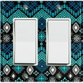 thumbnail image 1 of Metal Light Switch Plate Cover Safari African Tribal Art Pattern Teal SFR055, 1 of 13