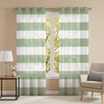 thumbnail image 3 of Geometric Sage Sheer Curtains 63 Inch Long 2 Panels, Green Stripes Light Filtering Semi Sheer Drapes Grommet Voile Window Curtain for Living Bedroom W42 x L63, 3 of 9