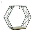 thumbnail image 2 of SPRING PARK Floating Shelves Wall Mounted Metal Wire Art Hexagon Shelves with Solid Wood Board for Plant Display, Storage Rack & Organiser, Home Decoration Wall Shelf, 2 of 7