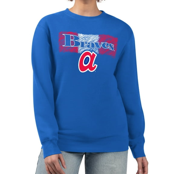Women's Starter Royal Atlanta Braves Team Color Shading Fleece Pullover Sweatshirt
