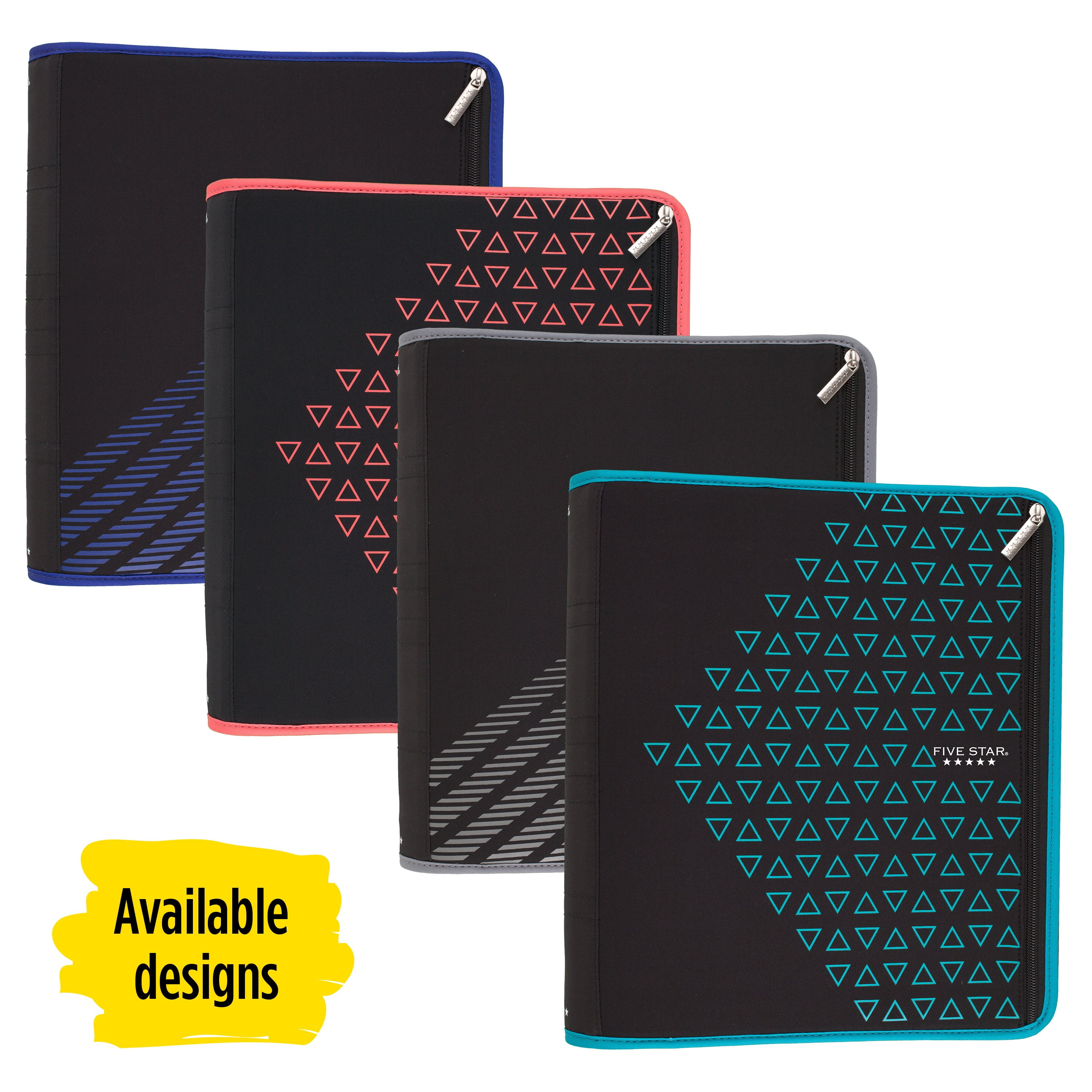 Five Star Xpanz 2" Zipper Binder, 380 Sheet, Round Rings, Assorted