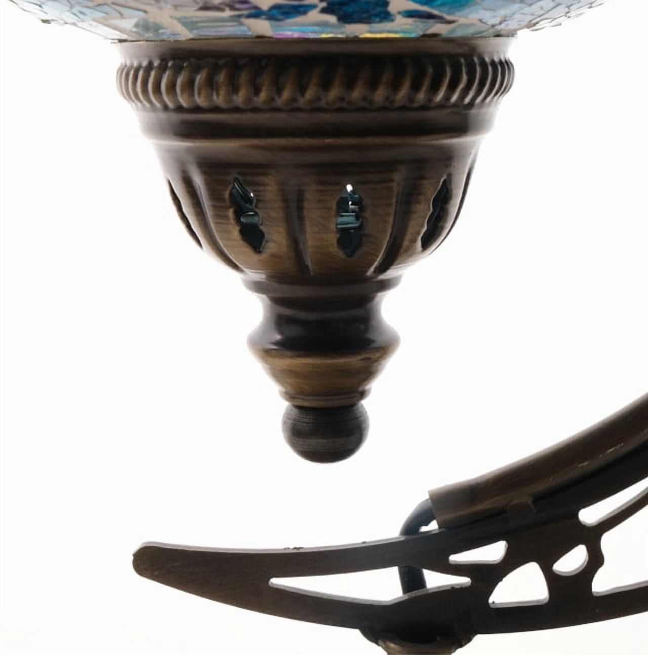 Asylove Turkish Moon Lamp - Mosaic Moroccan Table & Floor Light, Authentic Meditation Lamp - Total Dim. 7.5 x 11 x 18 inches (Turquoise)