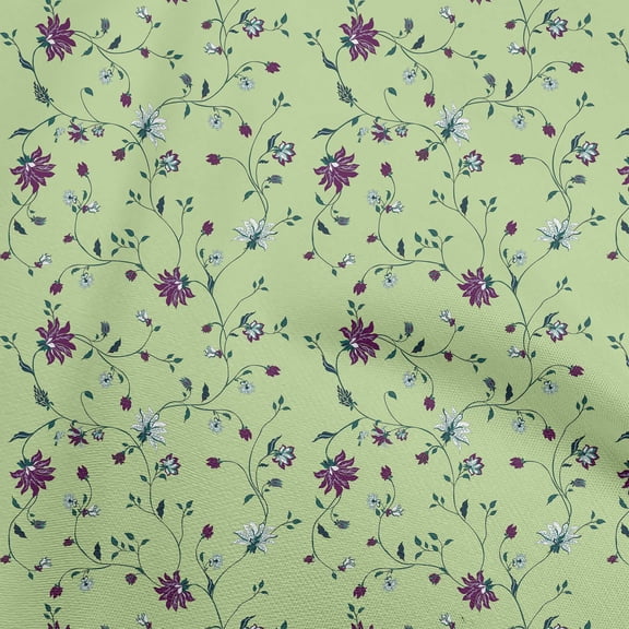 oneOone Polyester Spandex Light Green Fabric Floral Sewing Craft Projects Fabric Prints By Yard 56 Inch Wide