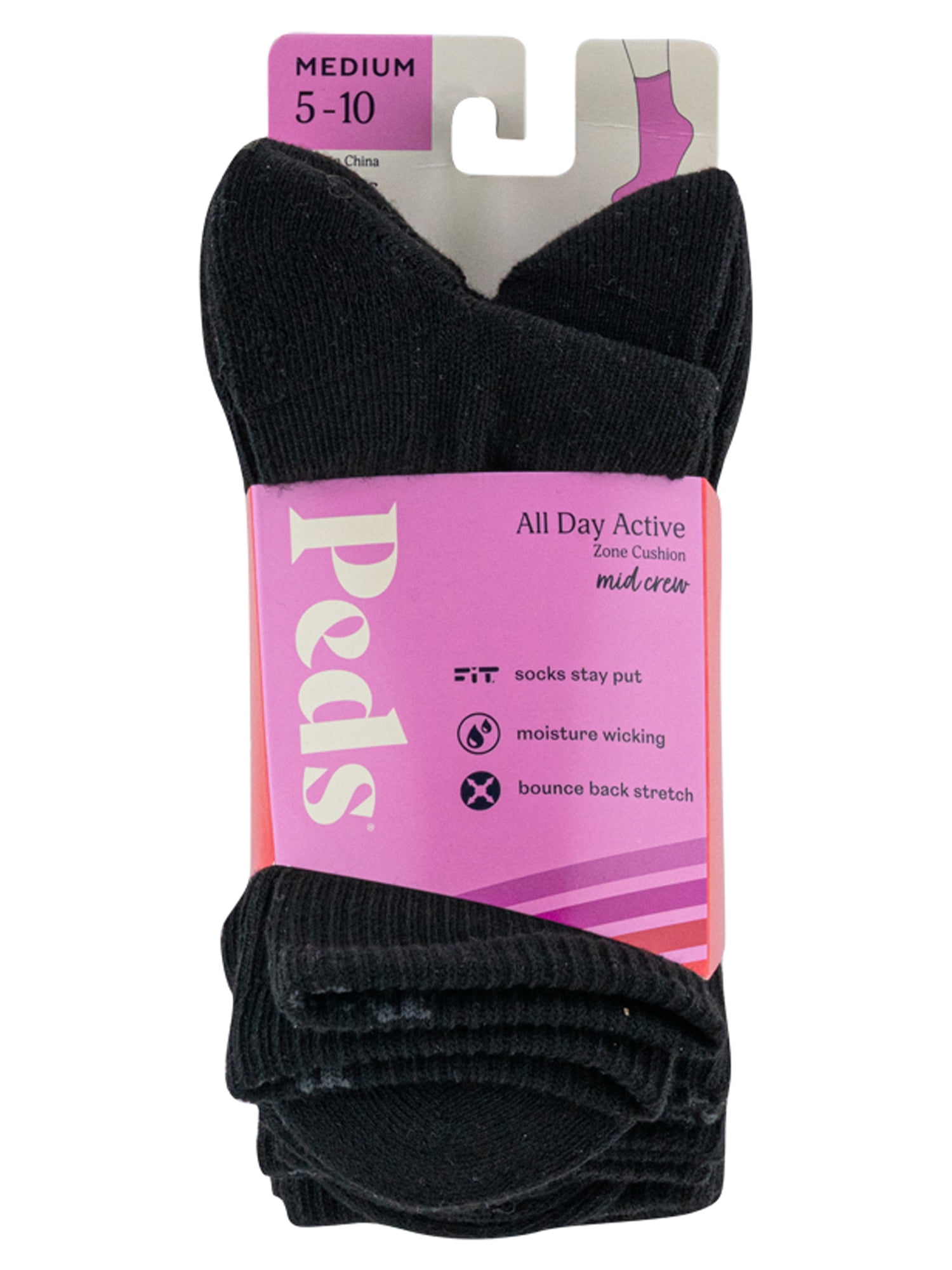 Peds Women's All Day Active Mid Crew Socks, 6 Pairs