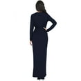 thumbnail image 5 of KOH KOH Long Sleeve Full Floor Length V-Neck Sexy Wrap Empire Waist Formal Dressy Winter Fall Cocktail Wedding Guest Party Tall Gown Maxi Dress For Women Dark Navy Blue X-Large US 14-16 NT292, 5 of 6