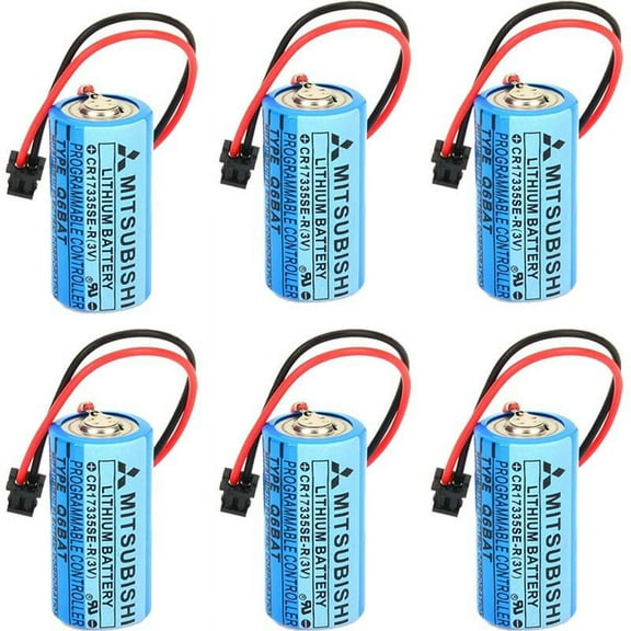 6 PCS 1800mAh CR17335SE-R 3V Q6BAT Non-Rechargable 3V Battery for Mitsubishi Q170HBATC Q25PRHCPU QNS FANUC System PLC Memory Backup Power