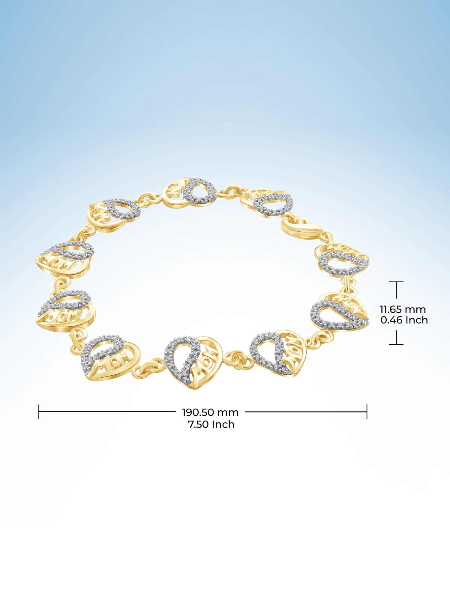 White Diamond Accent 14kt Gold-Plated Heart Bracelet, 7.50