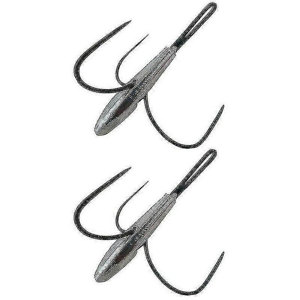 Fishing Hooks Triple-Claw Barbed Sinker Design for Saltwater & Freshwater Fishing - 2 Pack Silver Manganese Steel