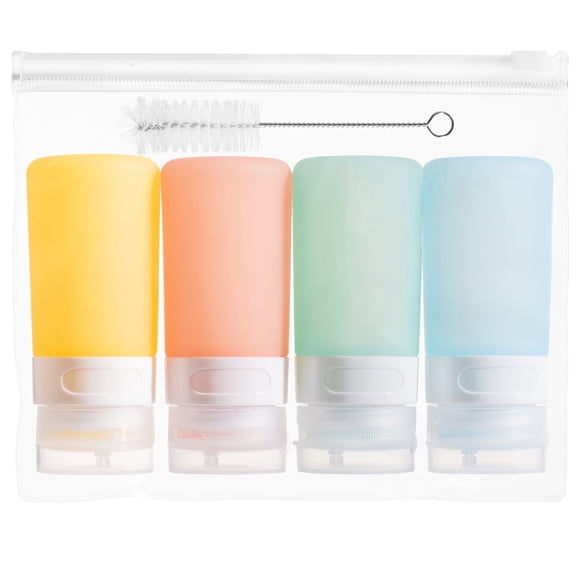 Mrsdry Small Condiment Squeeze Bottles, 2-oz Leakproof Silicone Salad Dressing Container to Go, Sauces Bottle for Bento Lunch Box, 4-pack, Candies