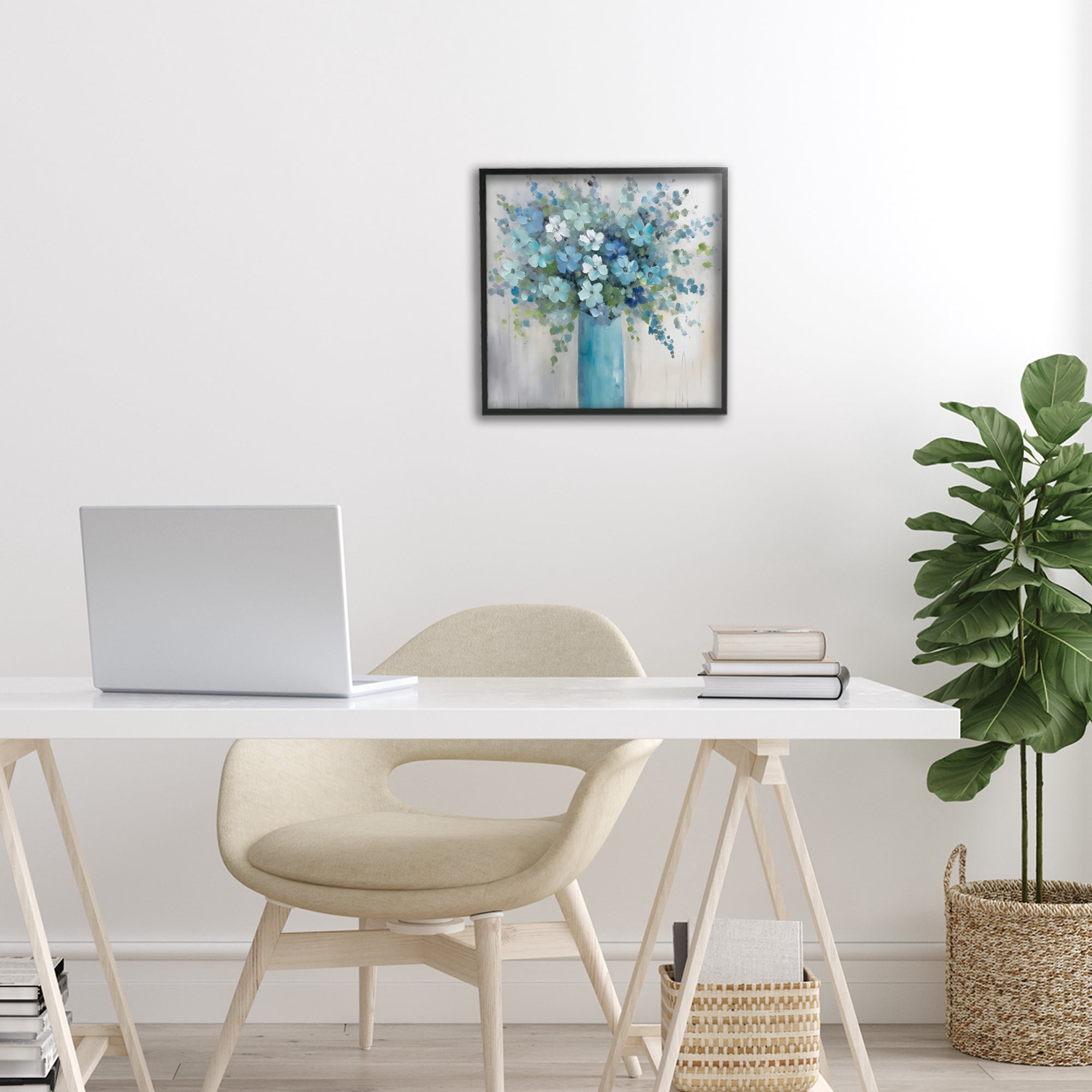 Stupell Industries Indigo Bouquet in Blue Vase Black Framed Giclee Art, design by Creative Studio