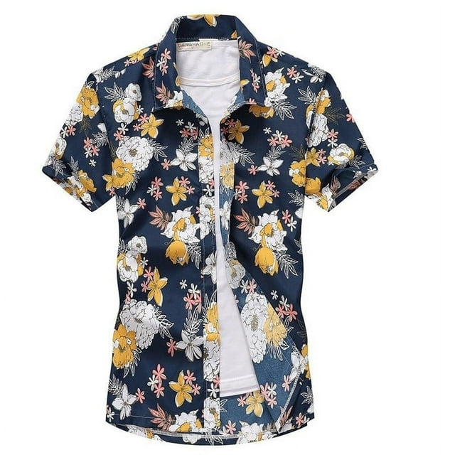 Popular 3d Printed Flower Tree Blouse Men Teenager Fashion Hawaiian Floral Beach Shirts Short Sleeve Holiday Open Button Shirts