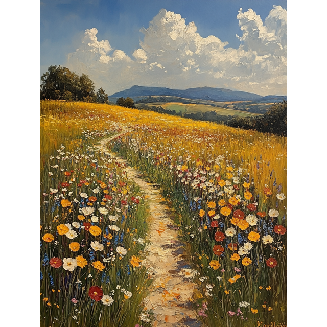 Qisvanset 12x16 Inch Vintage Wildflower Field Canvas Wall Art, Panoramic Scenery Rustic Farmhouse Home Decor