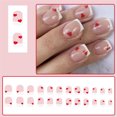 thumbnail image 2 of 24x Valentines Day Full Covers False Nails French Tip Short Square on Nails Heart Acrylic Nails, 2 of 8