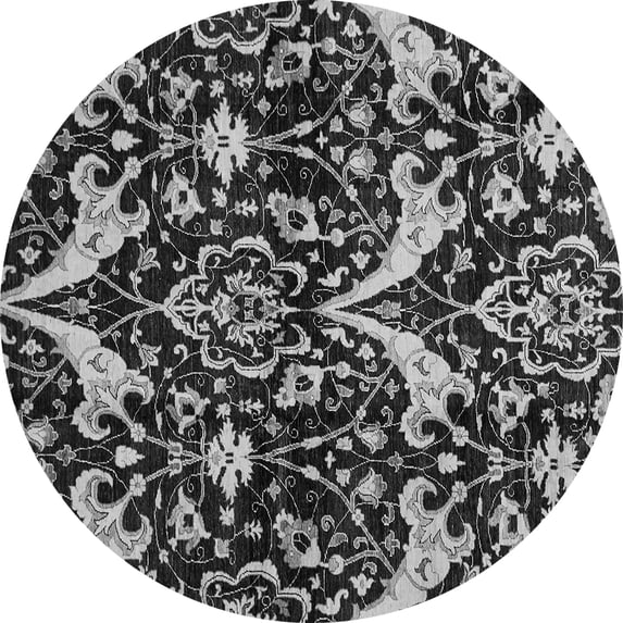 Ahgly Company Indoor Round Abstract Gray Modern Area Rugs, 5' Round
