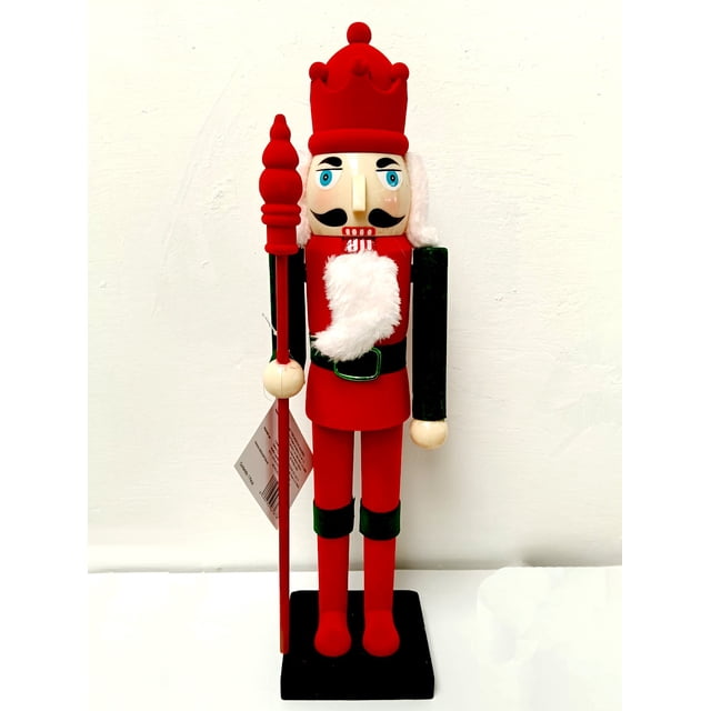 Cascanueces Navideño de 40 cm con Traje Rojo y Verde – Figura Decorativa Tradicional en Madera, Ideal para Decoración Festiva, Colección y Regalos en la Temporada Navideña