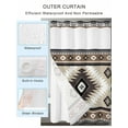 thumbnail image 2 of No Hook Cloth Fabric Shower Curtain with Snap in Liner, Brown Boho Waterproof Shower Curtains Set with See Through Top Window, Vintage Rustic Southwest Aztec Geometric Bath Curtains Shower 66"x72", 2 of 6