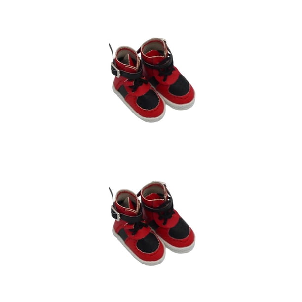 Tholdsy Zapatos decorativos de muñeca para niños, diseño Simple, juguete de moda, zapato alto, juguete, estilo informal, decoración de negro rojo 2piezas