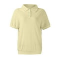 thumbnail image 4 of GXIPO Collared Shirts for Women Polo Style 3-Button Cotton Short Sleeve Casual Summer Tops Beige 2XL, 4 of 5