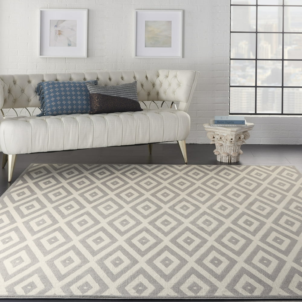 Nourison Grafix Geometric White/Grey Area Rug