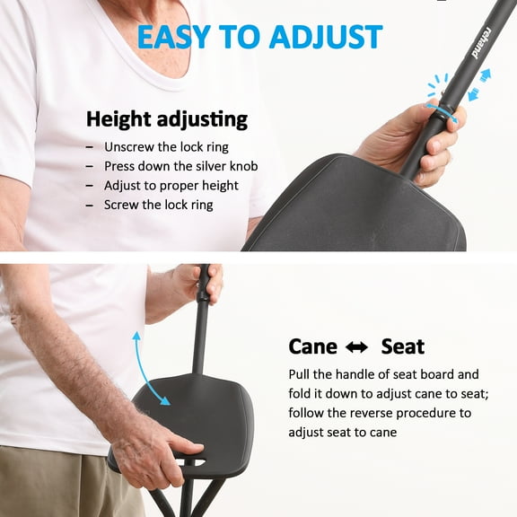 rehaescort Adult Forearm Crutches with Ergonomic Handles,Continuous Height Adjustment,All-Terrain Tip & Non-Slip Base