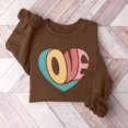 thumbnail image 2 of Goodeals Clearance Deals,Women Heart Print Sweatshirt Crewneck Fleece Tops Love Heart Printed Graphic Pullover Sweatshirts Cute Long Sleeve Valentine Day Tops(Brown,M), 2 of 4