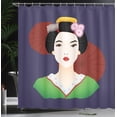 thumbnail image 3 of Ambesonne Asian Woman Shower Curtain, Traditional Lady View, 69"Wx70"L, Quartz Paprika Green, 3 of 4