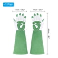 thumbnail image 2 of Guantes de jardinería largos Uxcell de cuero de vaca, guante de poda de rosas, a prueba de espinas, blanco/verde L, 2 of 5