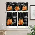 thumbnail image 2 of Orange Pumpkin Kitchen Curtains Valance and Tier Set 3 Pieces, Black Happy Fall Yall Small Window Curtains Set, 36 Inches Length Rod Pocket Short Window Treatment Tiers for Bathroom Cafe, 2 of 7
